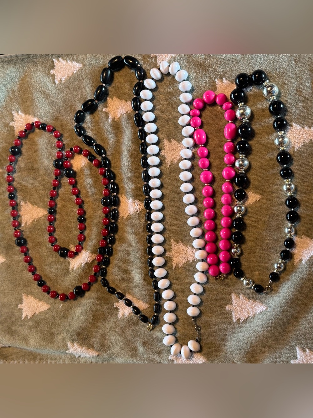 5 Vintage 1980s Costume Necklaces Big Chunky Beads One Monet Fun Colors!